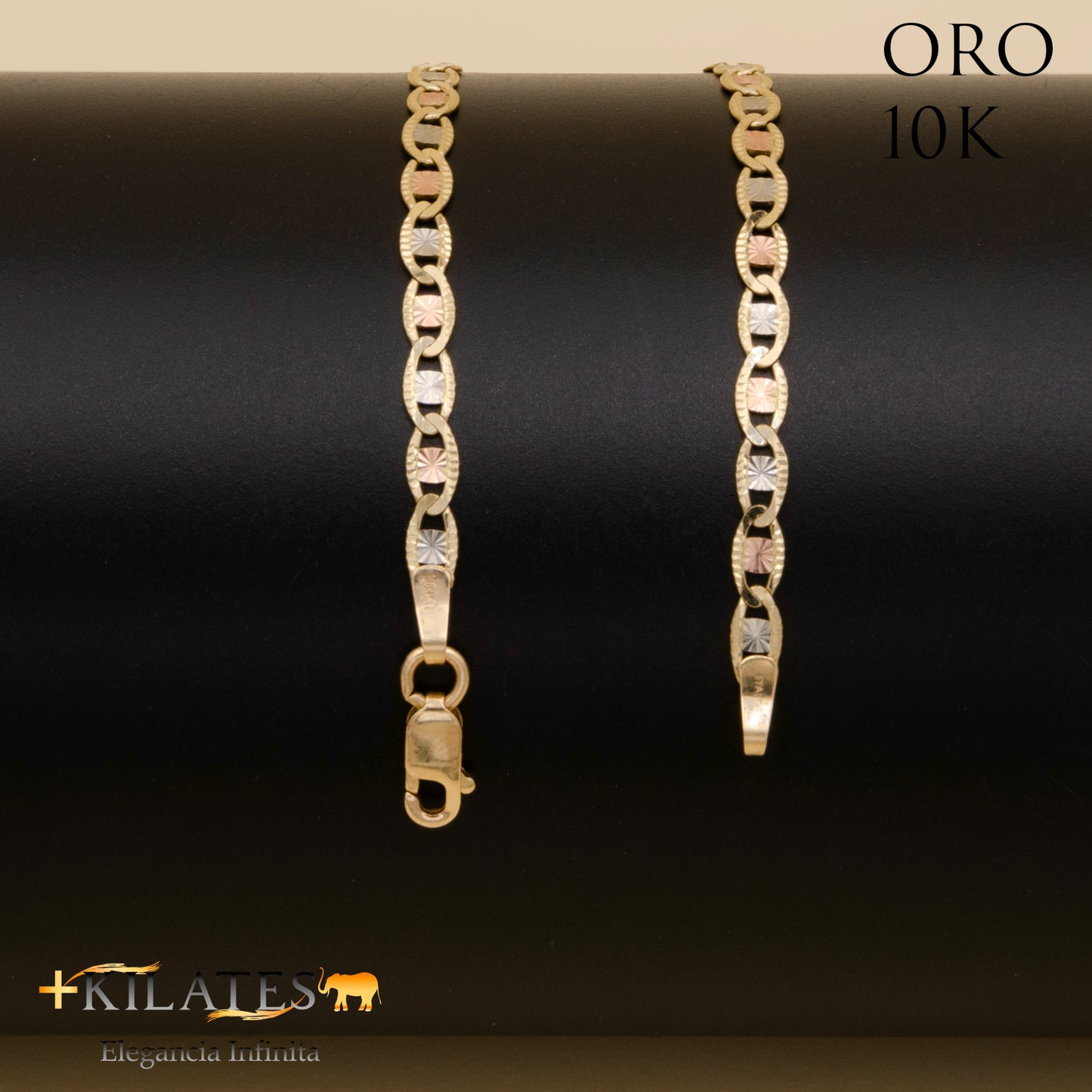 PULSERA DE ADULTO 19 CM ESTILO 3 OROS. ORO 10 KILATES #775-1151