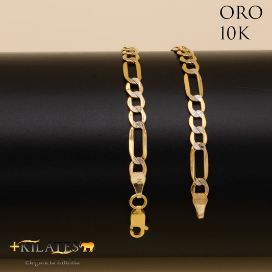 PULSERA DE ADULTO 20 CM ESTILO 3+1 DIAMANTADA. ORO 10 KILATES #775-1158