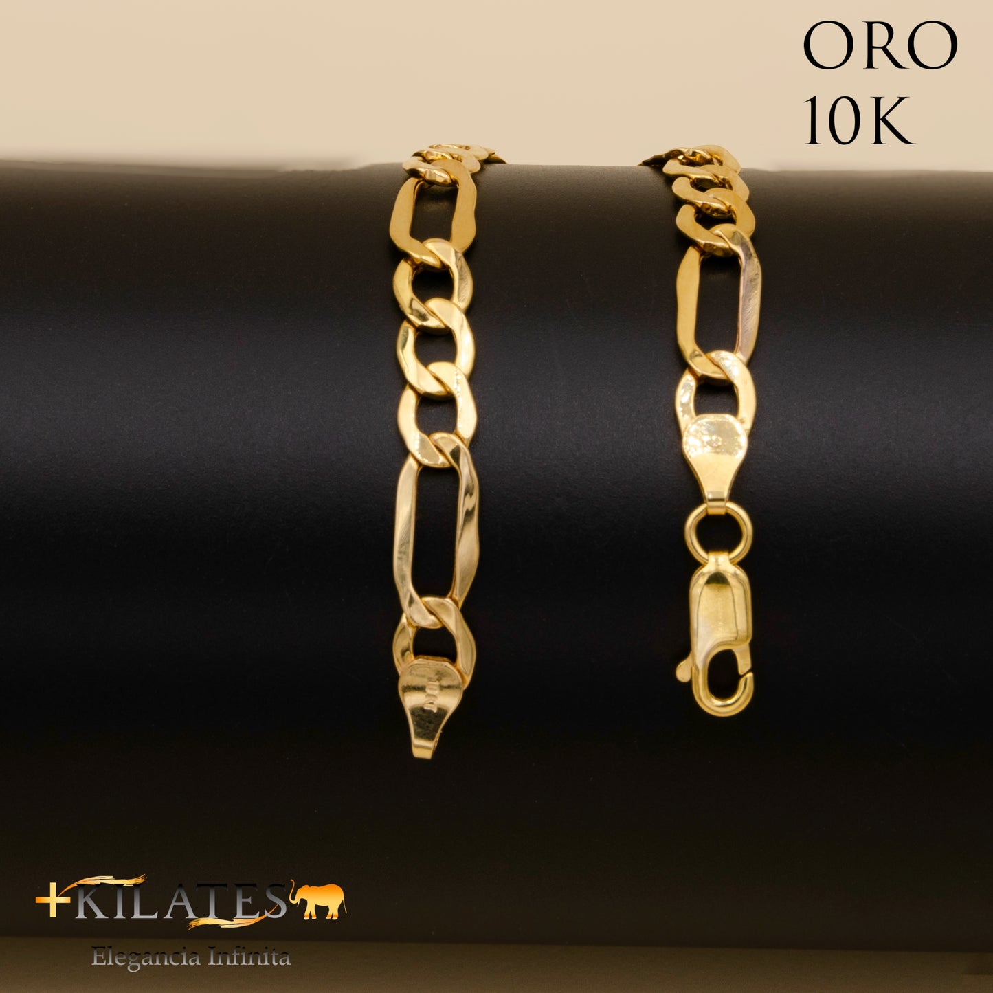 PULSERA DE ADULTO 18 CM ESTILO 3+1. ORO 10 KILATES #775-1159