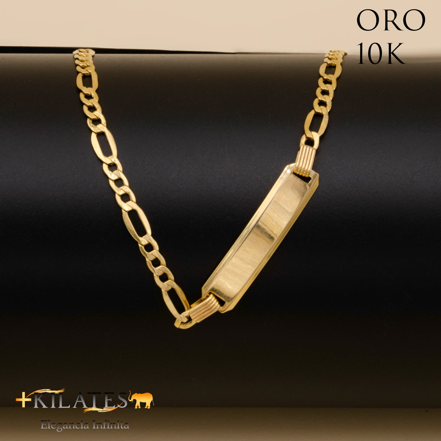 PULSERA DE ADULTO 21 CM ESTILO 3+1. ORO 10 KILATES #775-1161