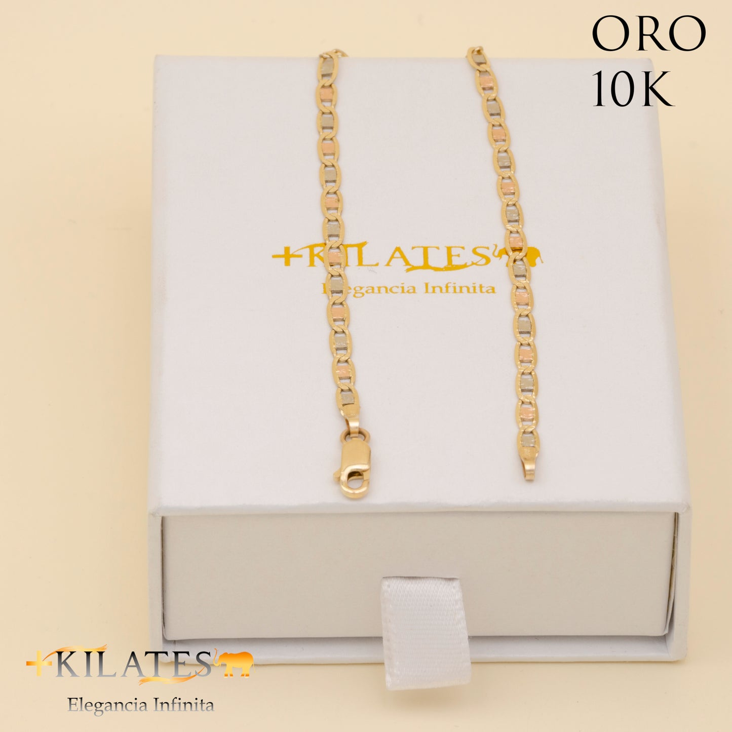 PULSERA DE ADULTO 21.5 CM ESTILO 3 OROS. ORO 10 KILATES #775-1150