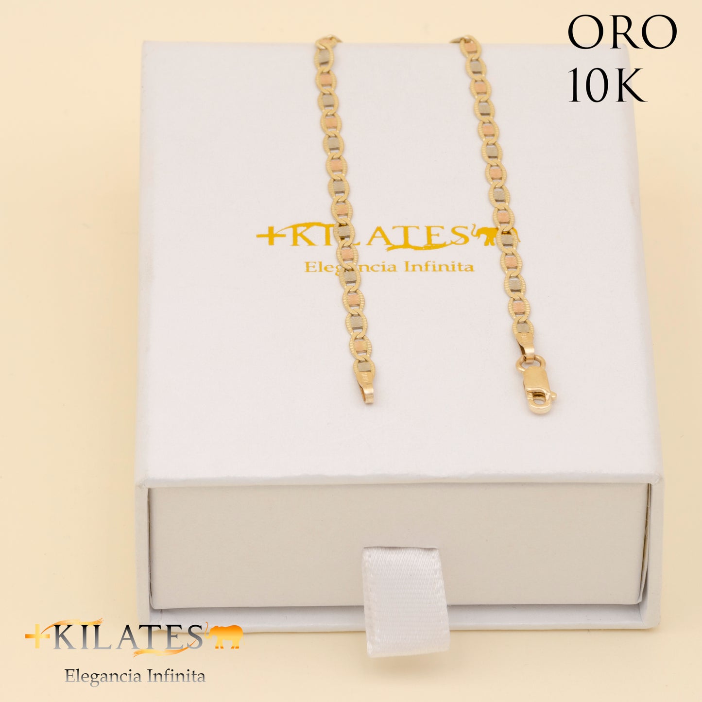 PULSERA DE ADULTO 19 CM ESTILO 3 OROS. ORO 10 KILATES #775-1151