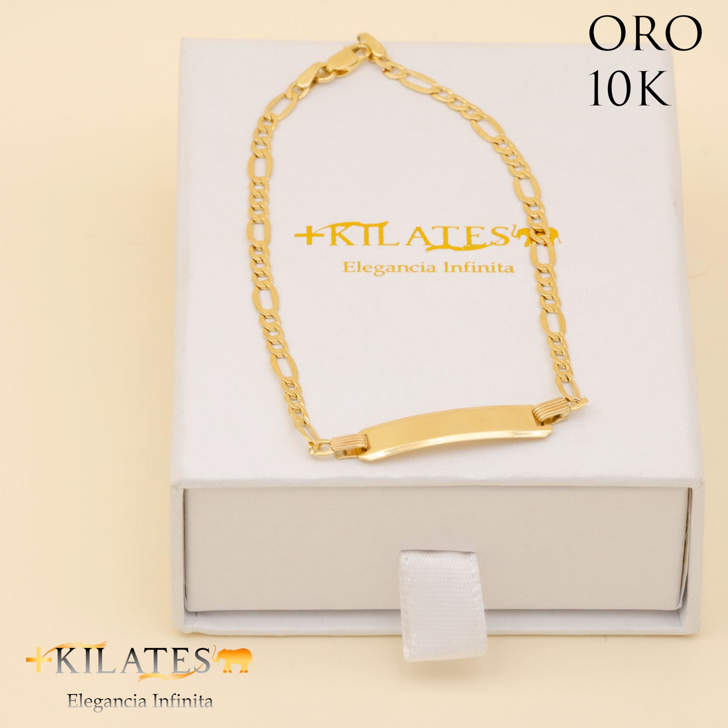 PULSERA DE ADULTO 21 CM ESTILO 3+1. ORO 10 KILATES #775-1161