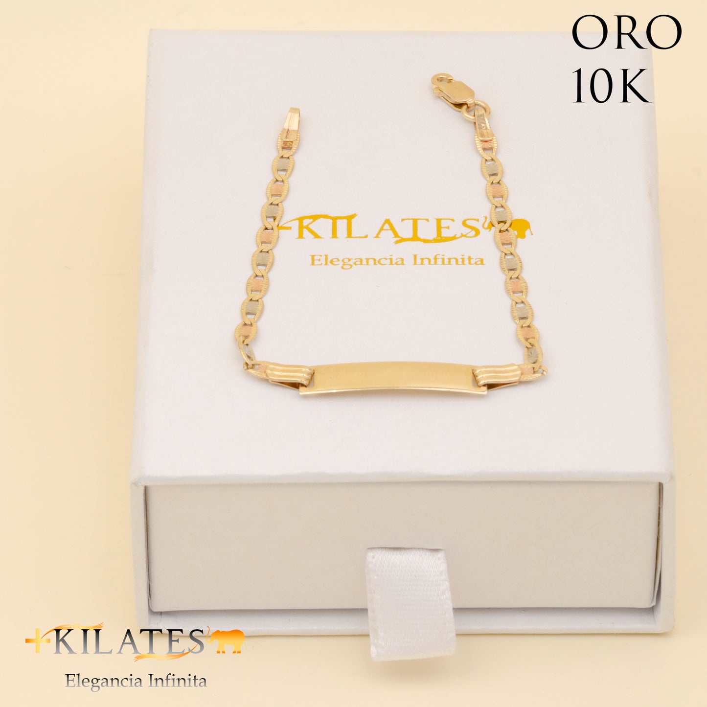 PULSERA DE NIÑ@ 15 CM ESTILO 3 OROS. ORO 10 KILATES #775-1163