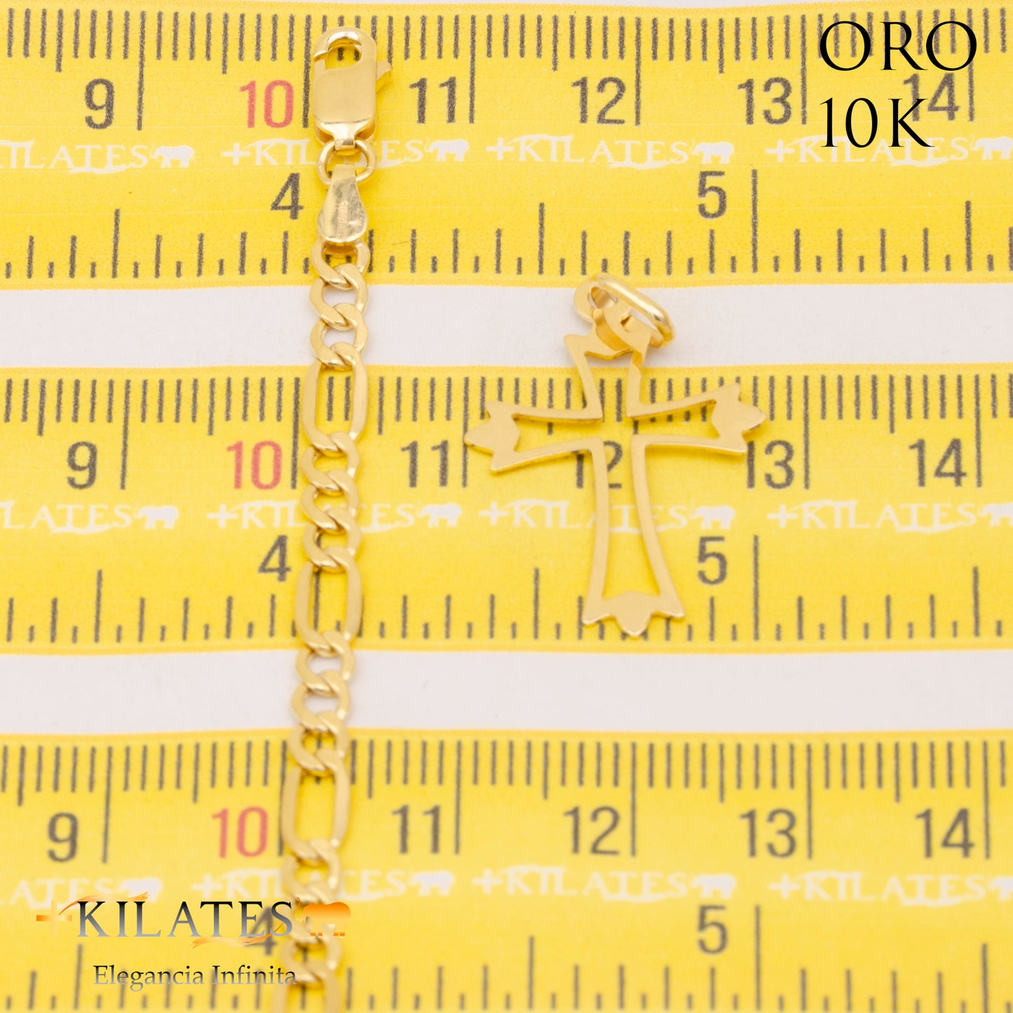 "CADENA 60 CM ESTILO 3+1 CON DIJE DE CRUZ. ORO DE 10 KILATES #775-1230"