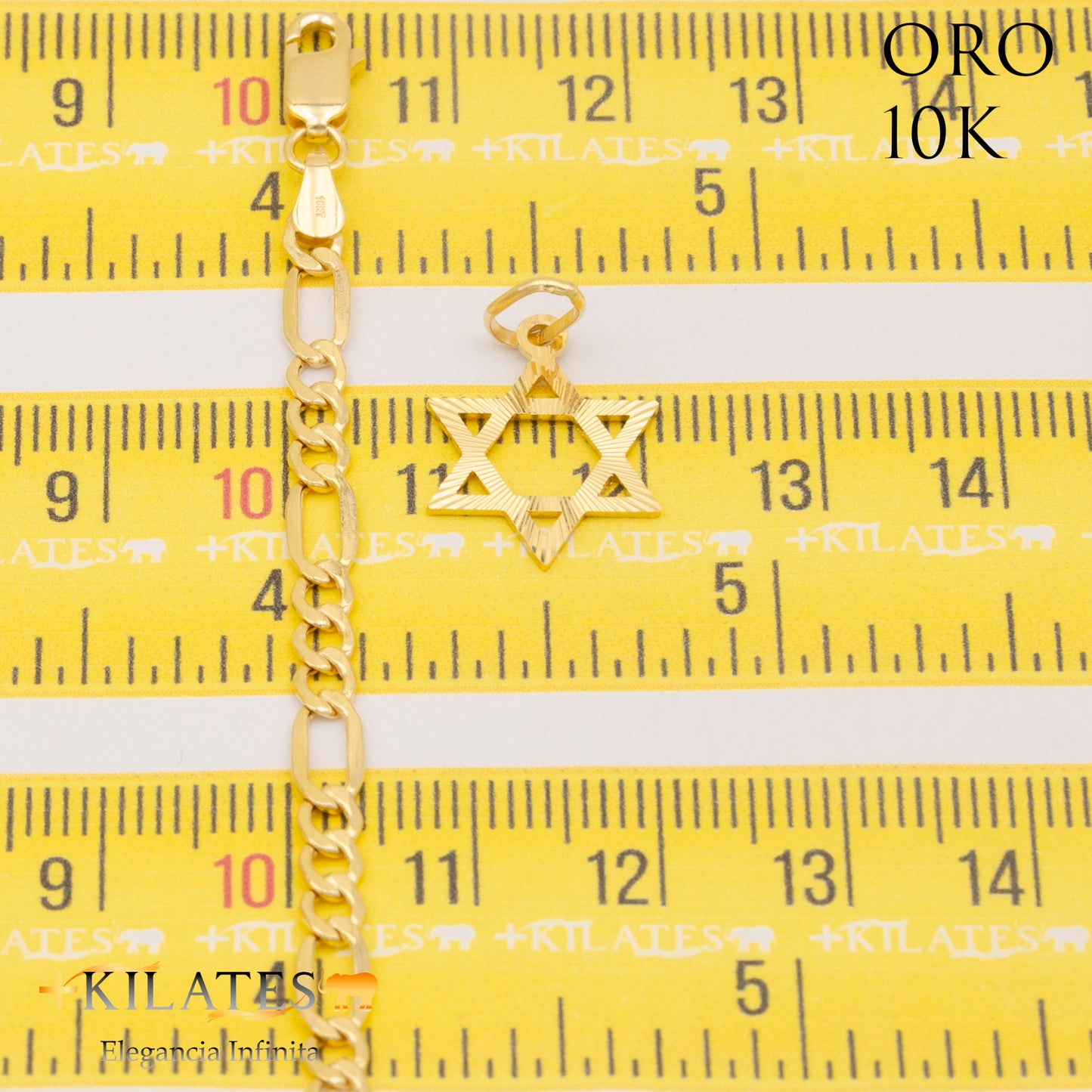 "CADENA 40 CM ESTILO 3+1 CON DIJE DE ESTRELLA. ORO DE 10 KILATES #775-1274"