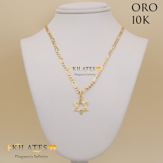 "CADENA 40 CM ESTILO 3+1 DIAMANTADA CON DIJE DE ESTRELLA. ORO DE 10 KILATES #775-1275"