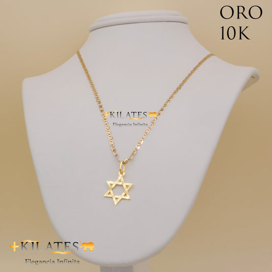 "CADENA 40 CM ESTILO 3 OROS CON DIJE DE ESTRELLA. ORO DE 10 KILATES #775-1277"