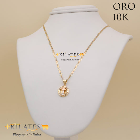 "CADENA 40 CM ESTILO 3 OROS CON DIJE DE DIVINO NIÑO. ORO DE 10 KILATES #775-1286"