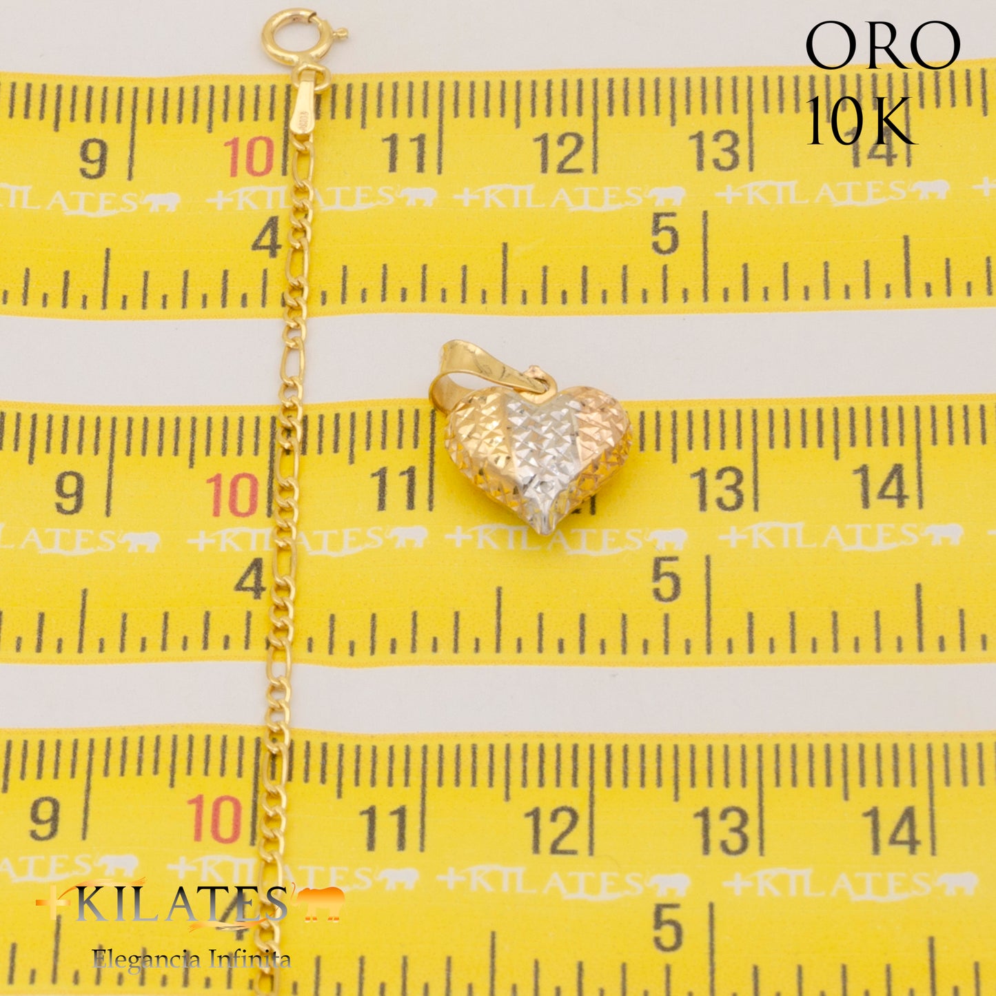 "CADENA DE 50 CM ESTILO 3+1 CON DIJE DE CORAZON. ORO 10 KILATES #775-1305"