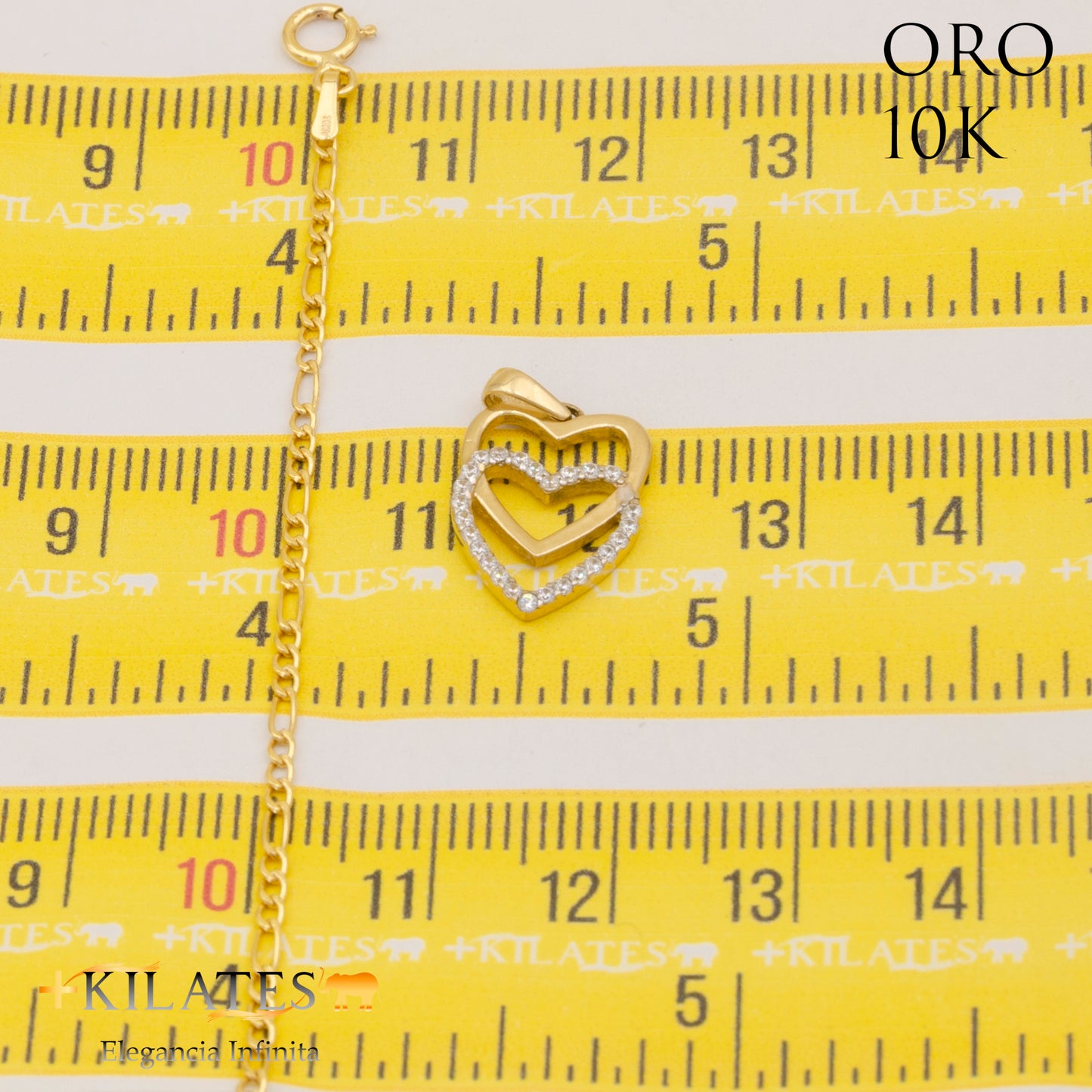 "CADENA DE 50 CM ESTILO 3+1 CON DIJE DE CORAZON. ORO 10 KILATES #775-1313"