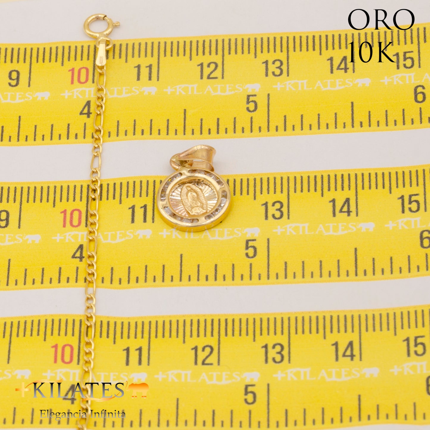 "CADENA DE 50 CM ESTILO 3+1 CON DIJE DE LA VIRGEN. ORO 10 KILATES #775-1318"