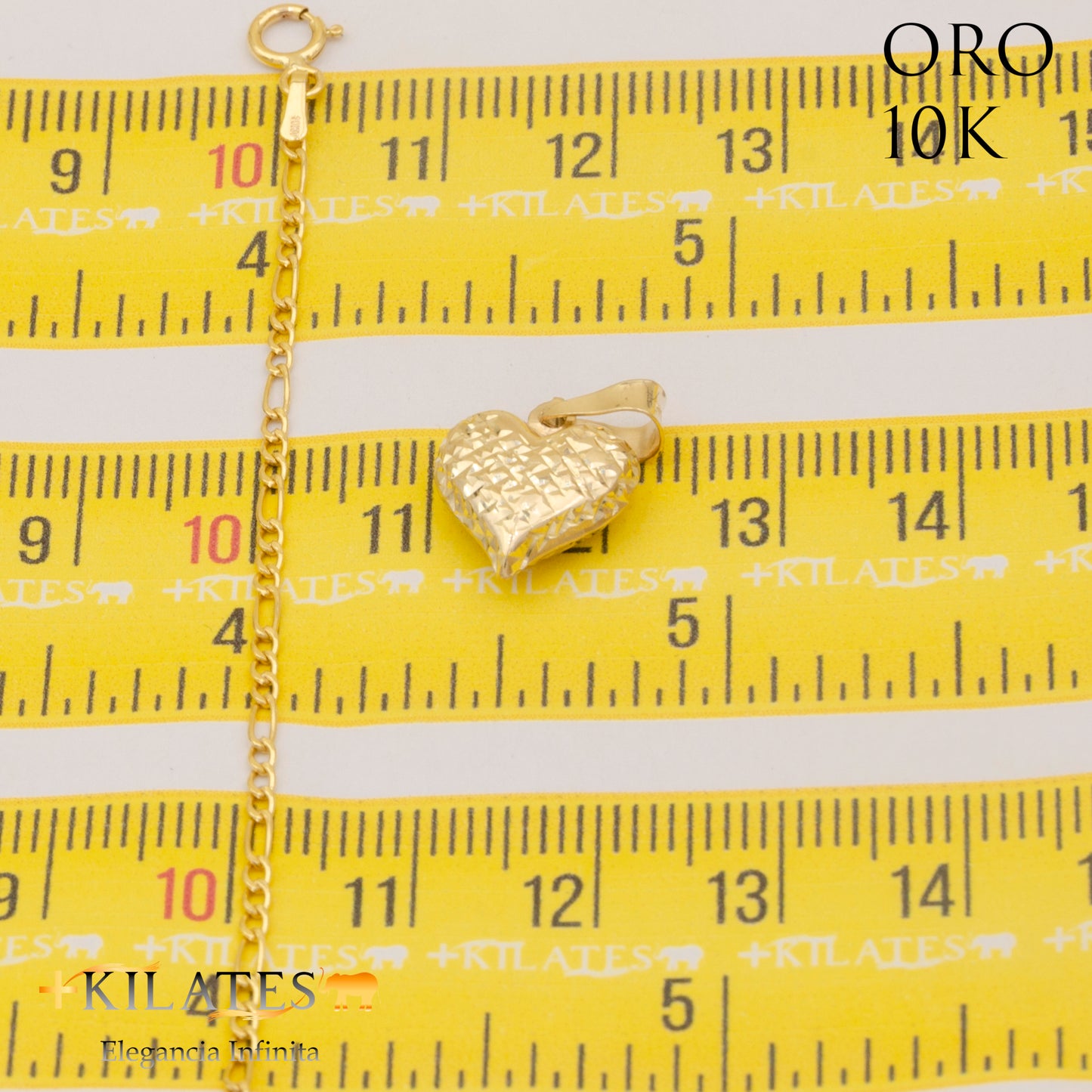 "CADENA DE 50 CM ESTILO 3+1 CON DIJE DE CORAZON. ORO 10 KILATES #775-1327"