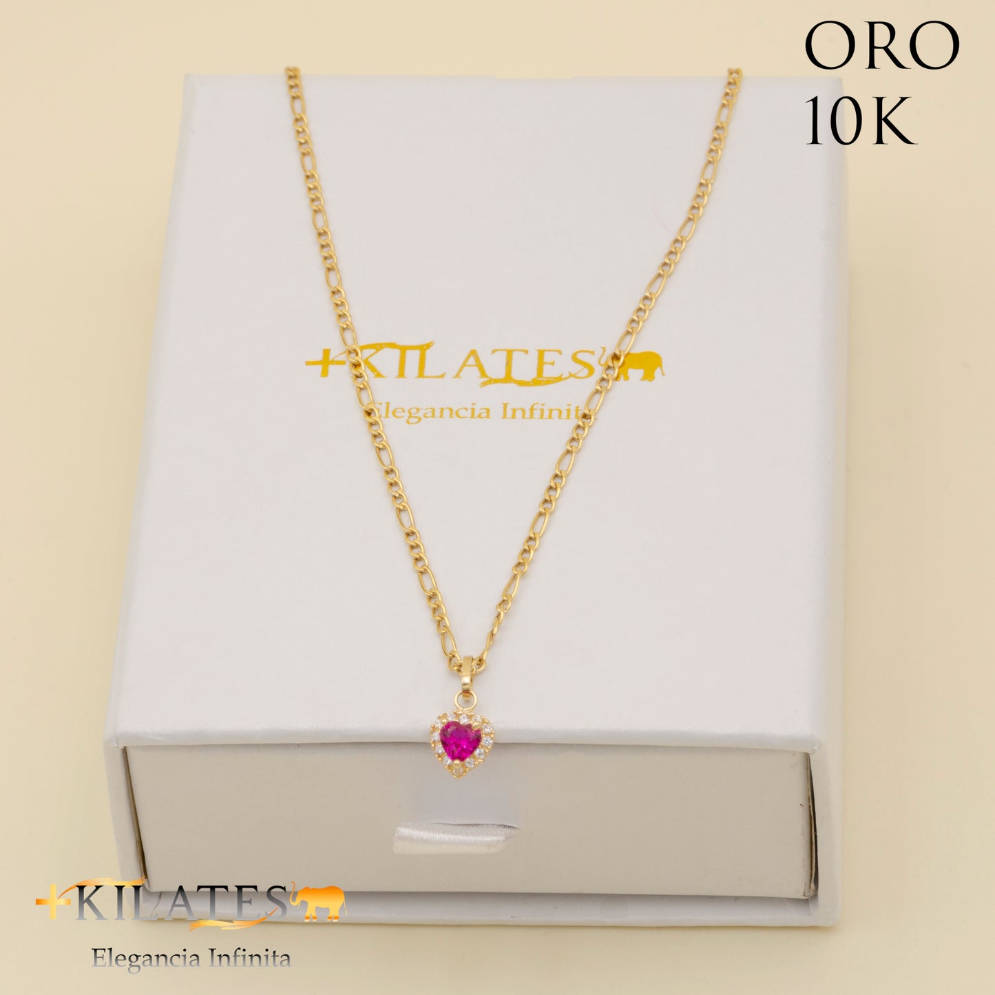 "CADENA DE 50 CM ESTILO 3+1 CON DIJE DE CORAZON. ORO 10 KILATES #775-1315"