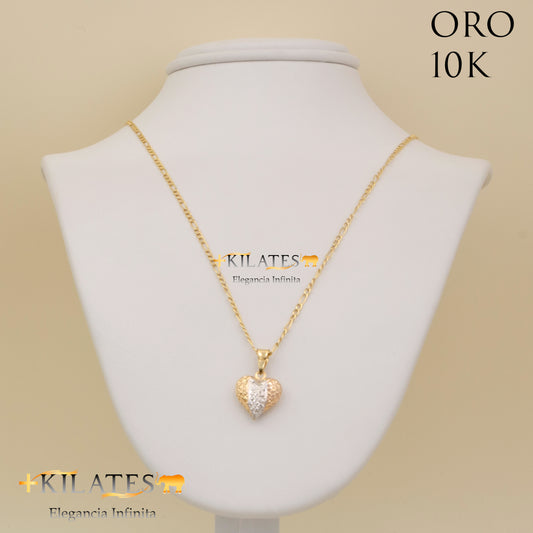 "CADENA DE 50 CM ESTILO 3+1 CON DIJE DE CORAZON. ORO 10 KILATES #775-1305"