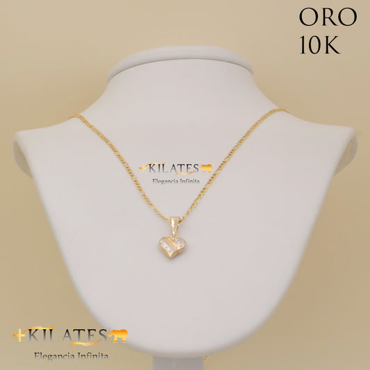 "CADENA DE 50 CM ESTILO 3+1 CON DIJE DE CORAZON. ORO 10 KILATES #775-1308"