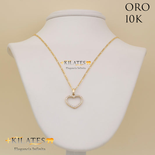 "CADENA DE 50 CM ESTILO 3+1 CON DIJE DE CORAZON. ORO 10 KILATES #775-1321"