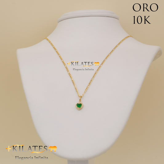 "CADENA DE 50 CM ESTILO 3+1 CON DIJE DE CORAZON. ORO 10 KILATES #775-1324"