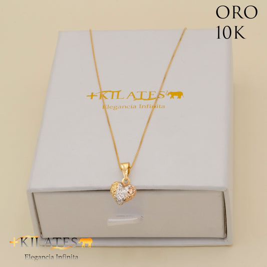 "CADENA DE 50 CM ESTILO FINITA CON DIJE DE CORAZON. ORO 10 KILATES #775-1335"