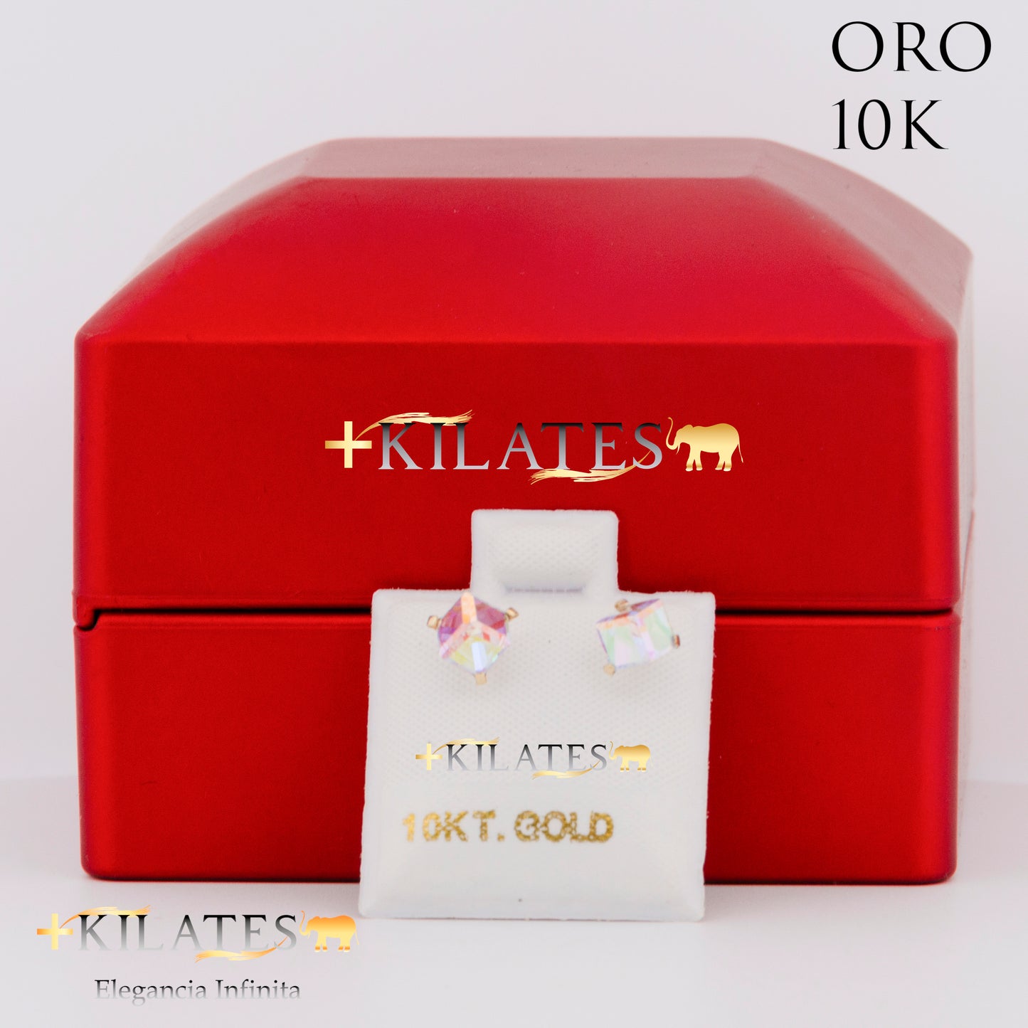 "ARETES PREMIUM CUBO TORNASOL . ORO 10K #775-1420"