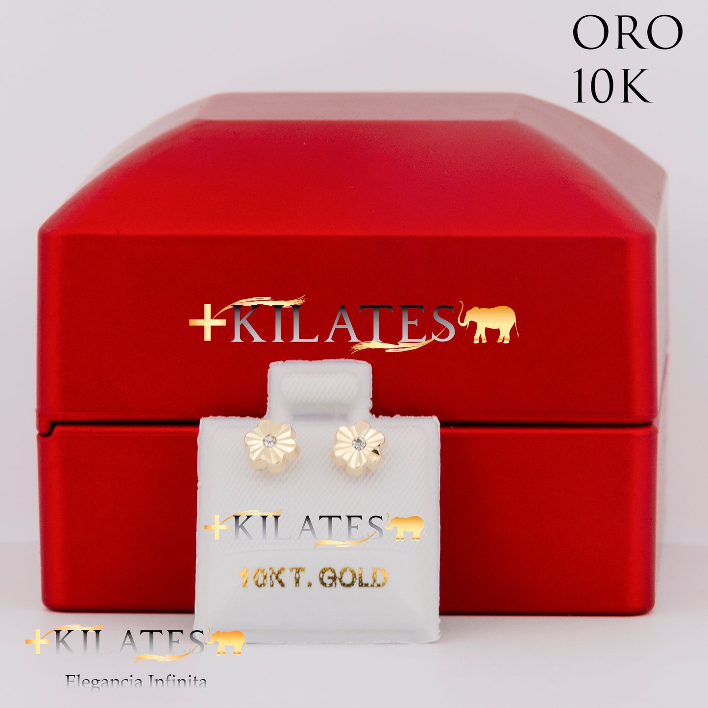 "ARETES PREMIUM FLOR CON ZIRCONIA. ORO 10K #775-1439"