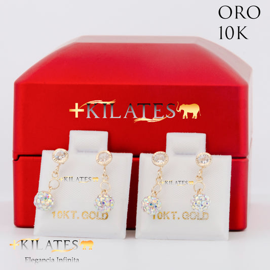 "ARETES PREMIUM BOLA TORNASOL . ORO 10K #775-1414"