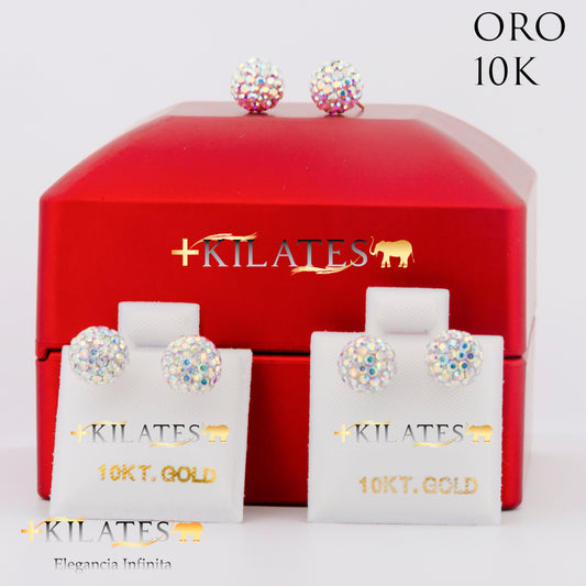 "ARETES PREMIUM BOLA TORNASOL . ORO 10K #775-1413"