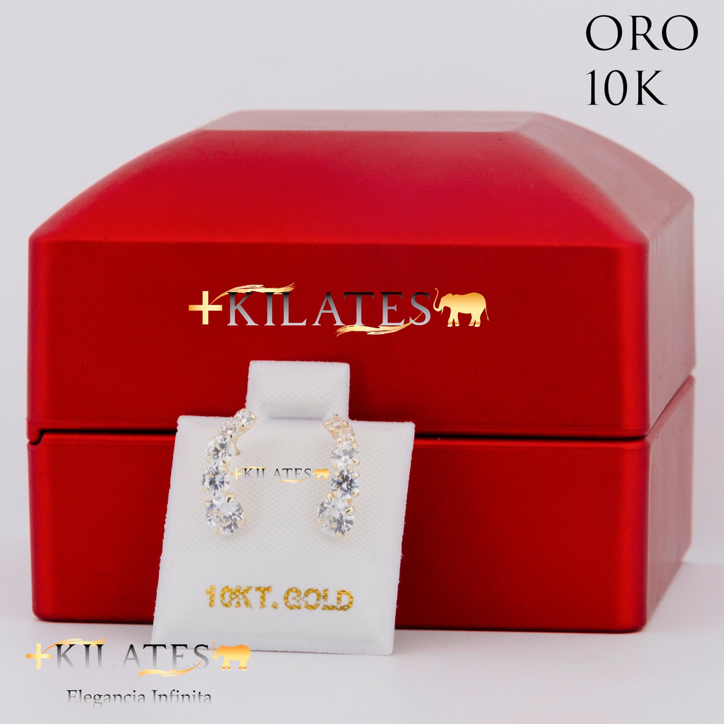 "ARETES PREMIUM 5 ZIRCONIAS. ORO 10K #775-1456"