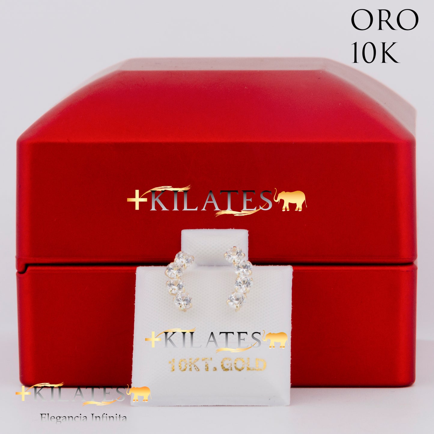 "ARETES PREMIUM 4 ZIRCONIAS. ORO 10K #775-1455"