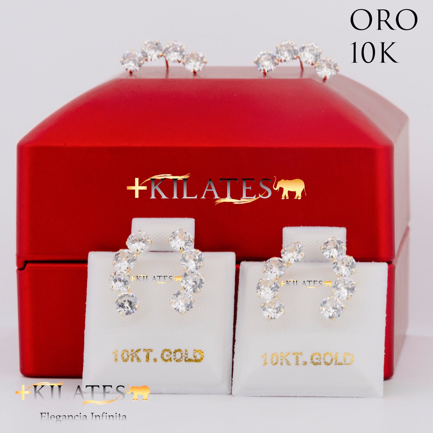 "ARETES PREMIUM 4 ZIRCONIAS. ORO 10K #775-1459"