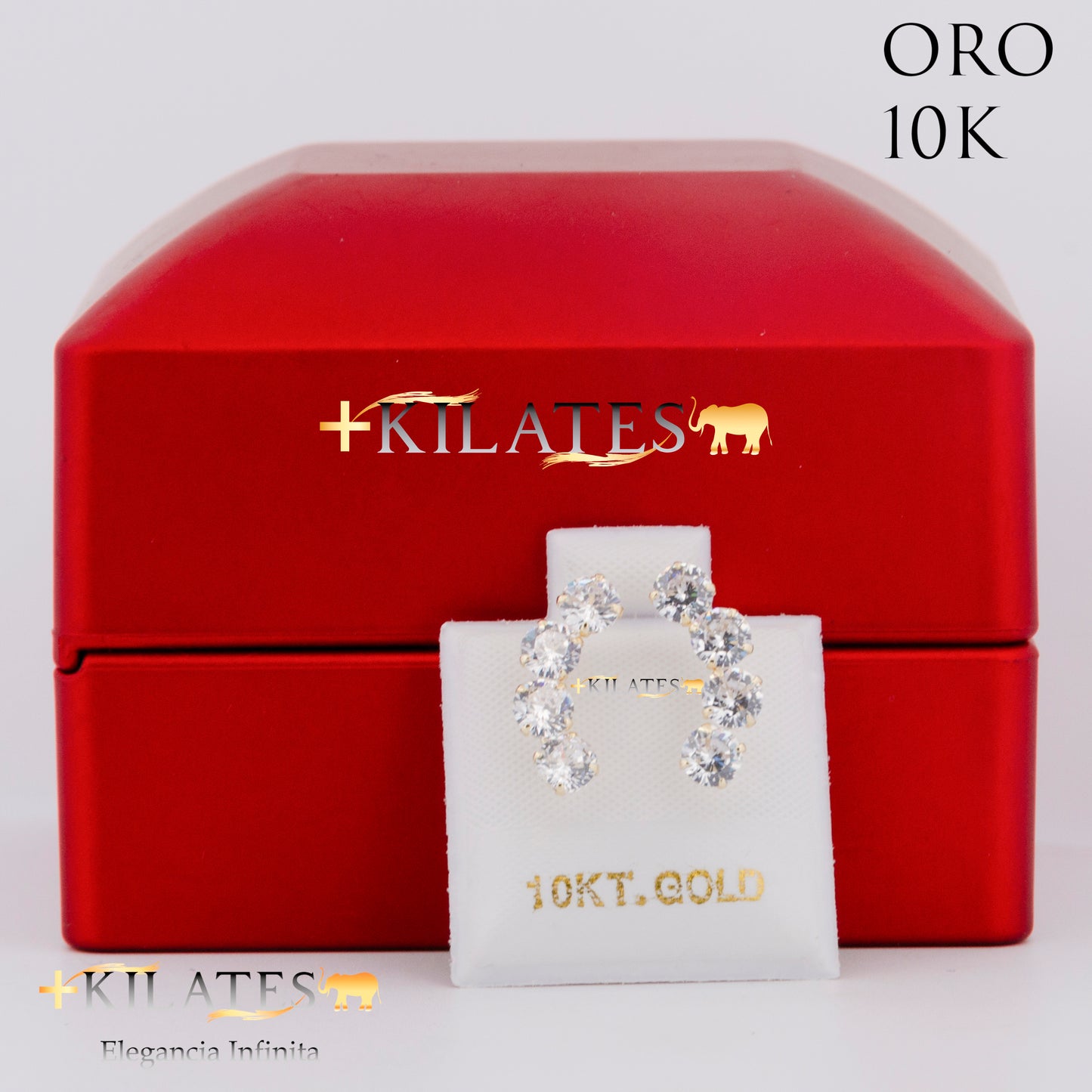 "ARETES PREMIUM 4 ZIRCONIAS. ORO 10K #775-1459"