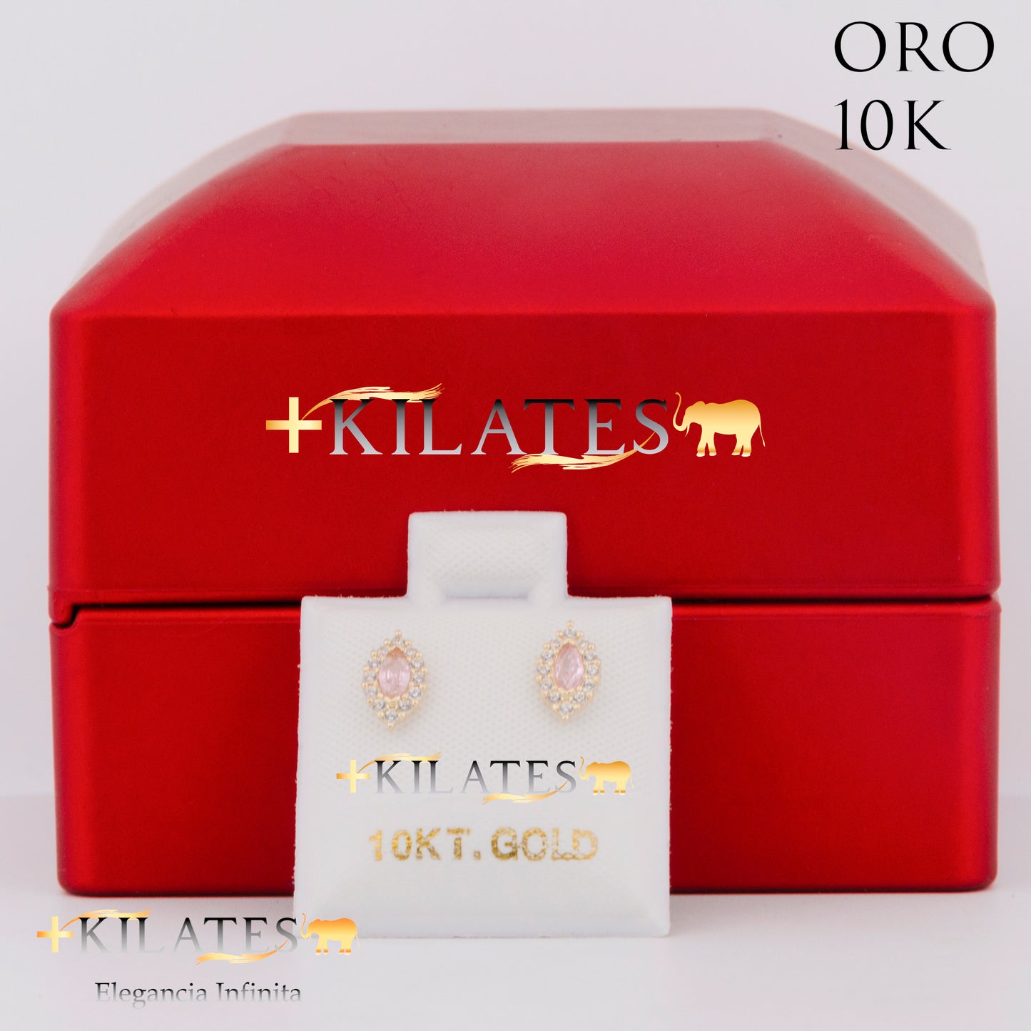 "ARETES PREMIUM ALMENDRA ROSADA. ORO 10K #775-1474"