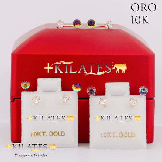 "ARETES PREMIUM CURBO TORNASOL . ORO 10K #775-1495"