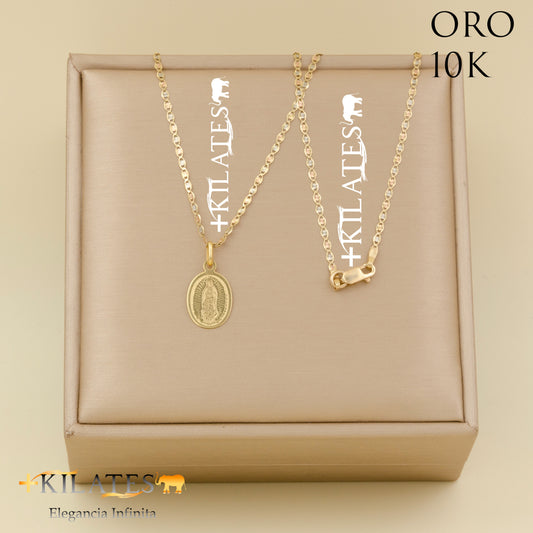 "CADENA 50 CM ESTILO 3 OROS CON DIJE DE LA VIRGEN . ORO DE 10 KILATES #775-1563"