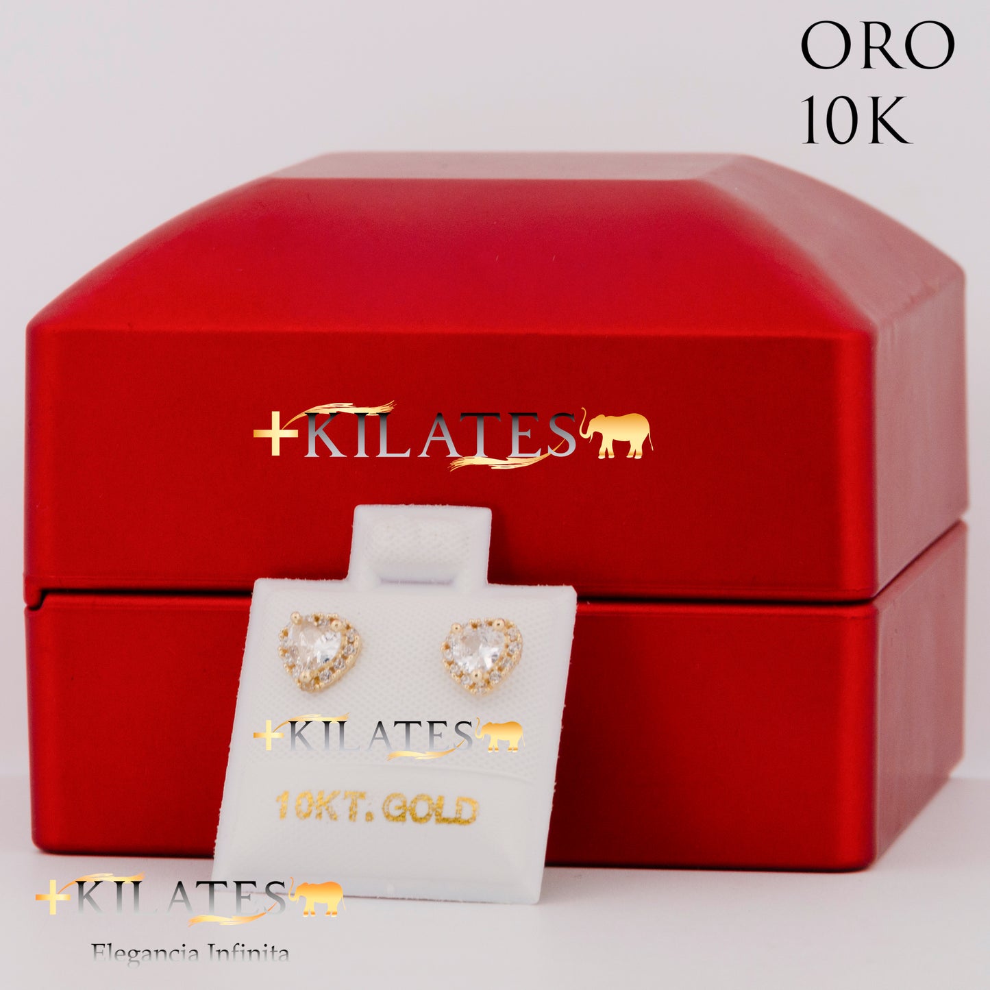 "ARETES PREMIUM CORAZON CON ZIRCONIA BLANCO. ORO 10K #775-1449"