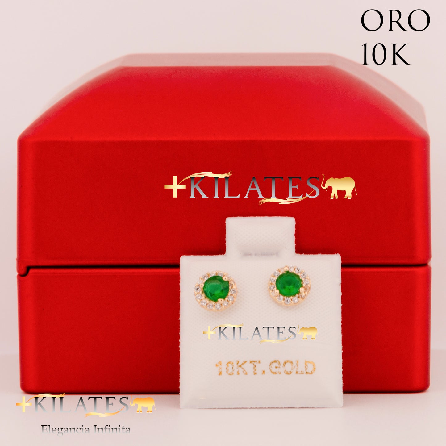 "ARETES PREMIUM CIRCULO GRANDE VERDE. ORO 10K #775-1462"