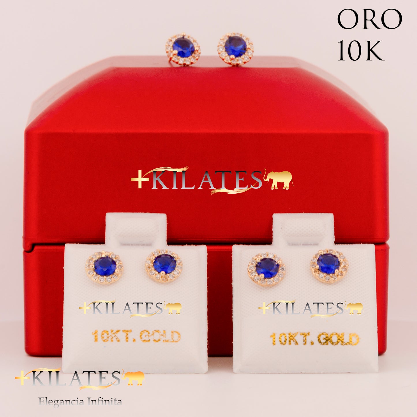 "ARETES PREMIUM CIRCULO GRANDE AZUL. ORO 10K #775-1463"