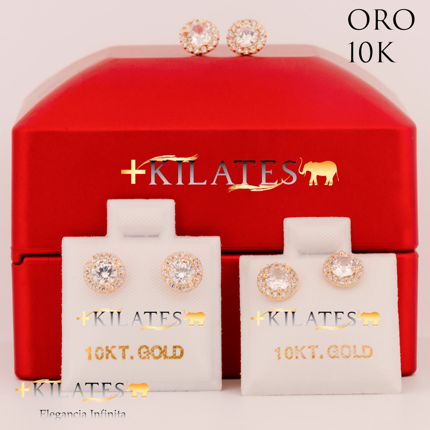 "ARETES PREMIUM CIRCULO GRANDE BLANCO. ORO 10K #775-1464"