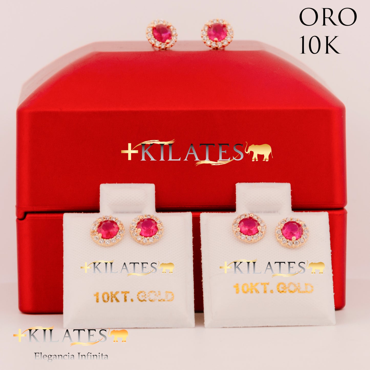 "ARETES PREMIUM CIRCULO GRANDE RUBI. ORO 10K #775-1465"