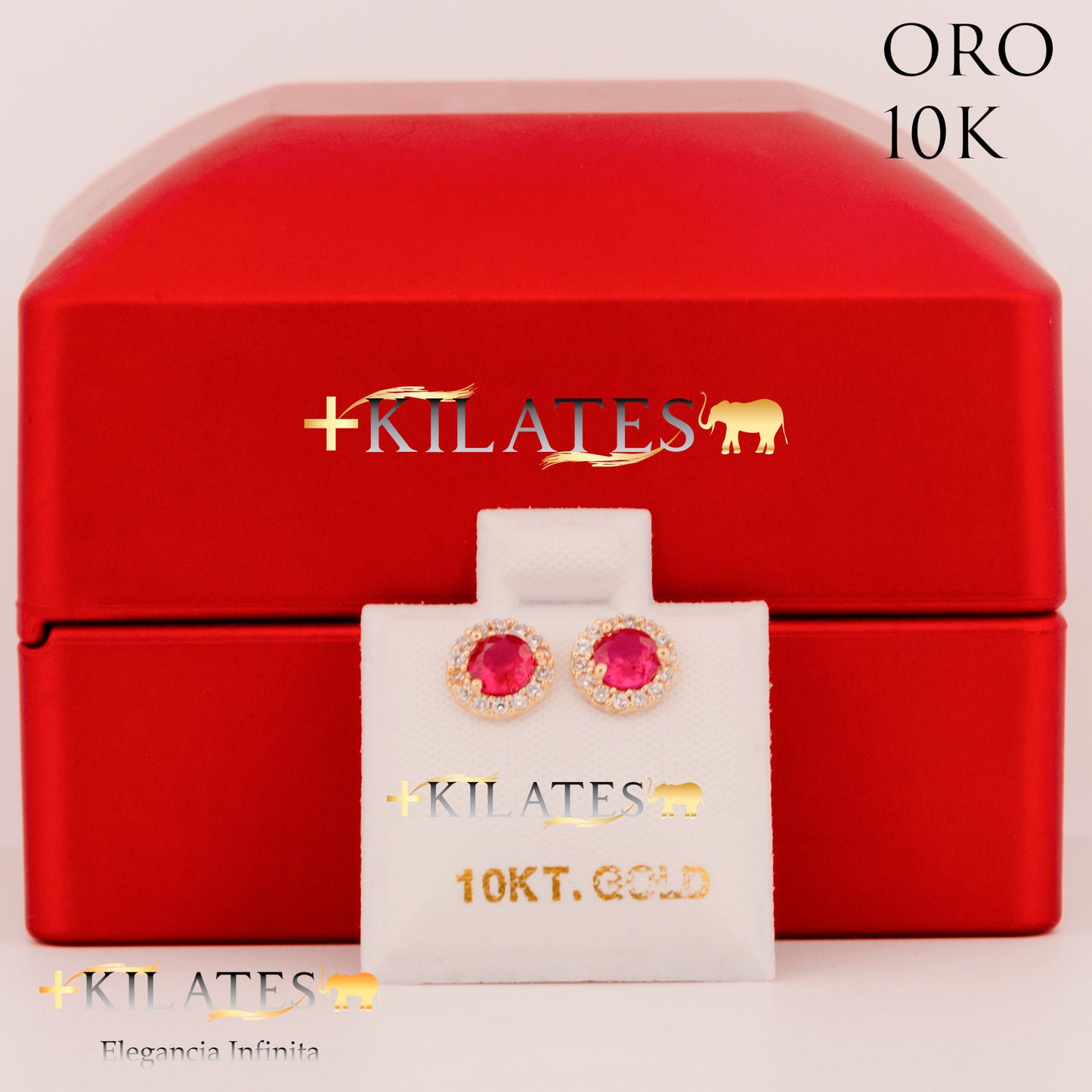 "ARETES PREMIUM CIRCULO GRANDE RUBI. ORO 10K #775-1465"