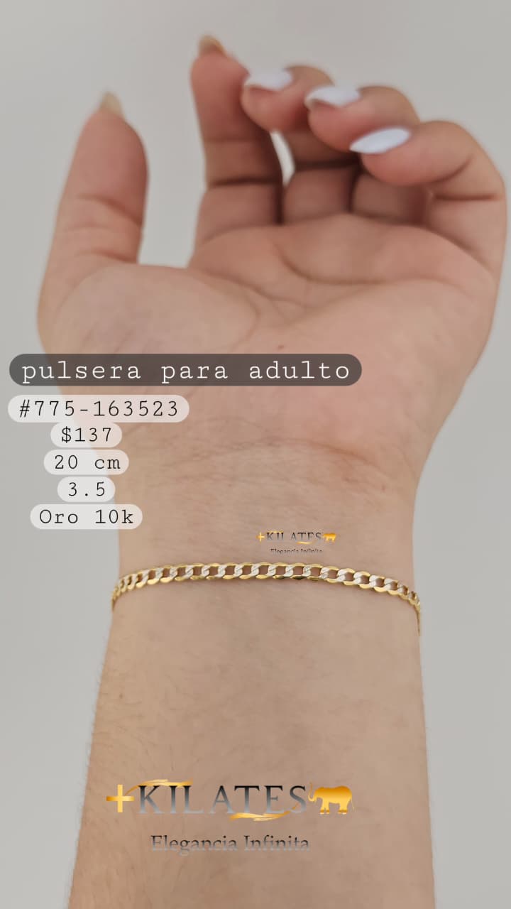 PULSERA 20 CM, 3.5 MM, 10K. #775- 163523