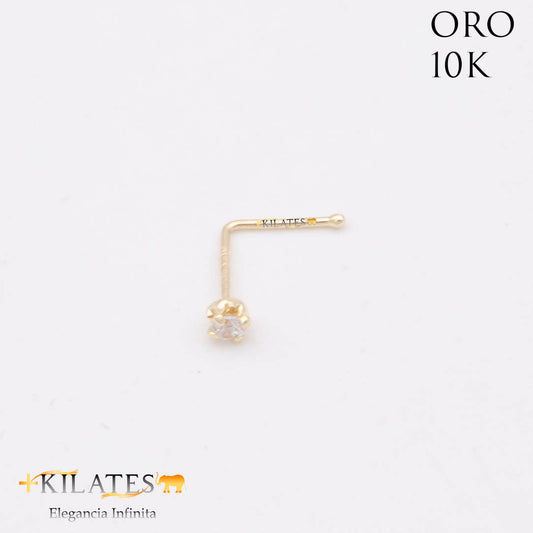 ARETES PREMIUM PIERCING EN L PARA NARIZ.ORO 10K